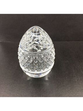 Vintage Cut Crystal Egg Shaped Paperweight made In France coastal minimalist